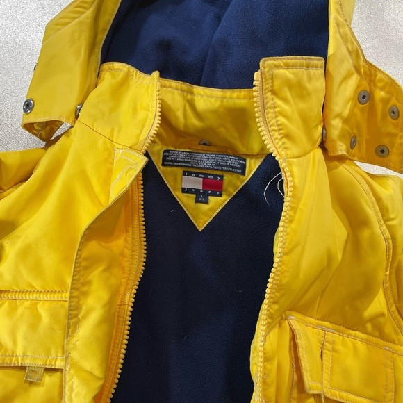 Vintage 90s Tommy Hilfiger Puffer Down Pullover Jacket Size S Hoodie Yel… - Picture 2 of 4